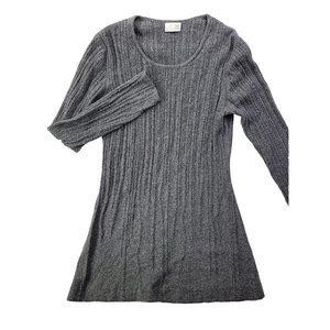 TSE Cashmere Women's Small Medium Gray Knit Tunic Sweater Dress Open Knit